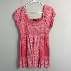 Absolutely Famous western batik print pink peplum blouse women size medium